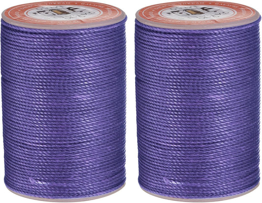 uxcell Round Leather Sewing Waxed Thread, 55m / 60 Yards Polyester Wax String, 0.80mm Wax Stitching Cord for Leather Crafts, Bookbinding, Bracelets Braided, Purple, 2pcs