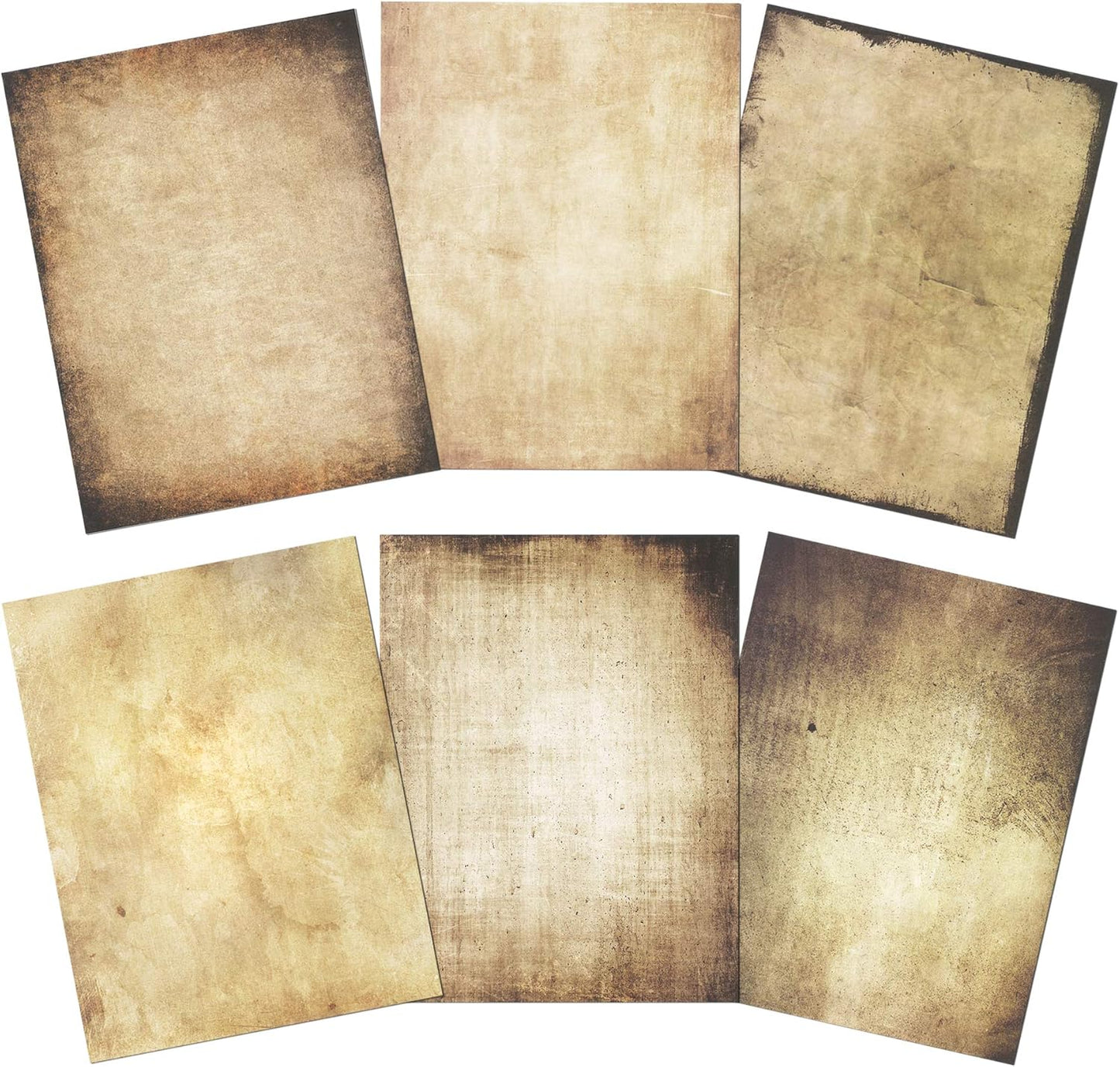 Vintage Paper, 60-Sheets Antique Paper, Letter Size, 8.5 x 11 Inches, 6 Double Sided Designs, Decorative Parchment Paper for Writing, Printing, Arts and Crafts