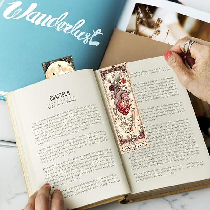 60 Pcs Tarot Gothic Bookmarks Set, Vintage Fantasy Double-Sided Matte Paper Book Marks Featuring Tarot Artwork, Aesthetic Page Marker Clips for Reading Women Teens Adults Birthday Christmas Gifts