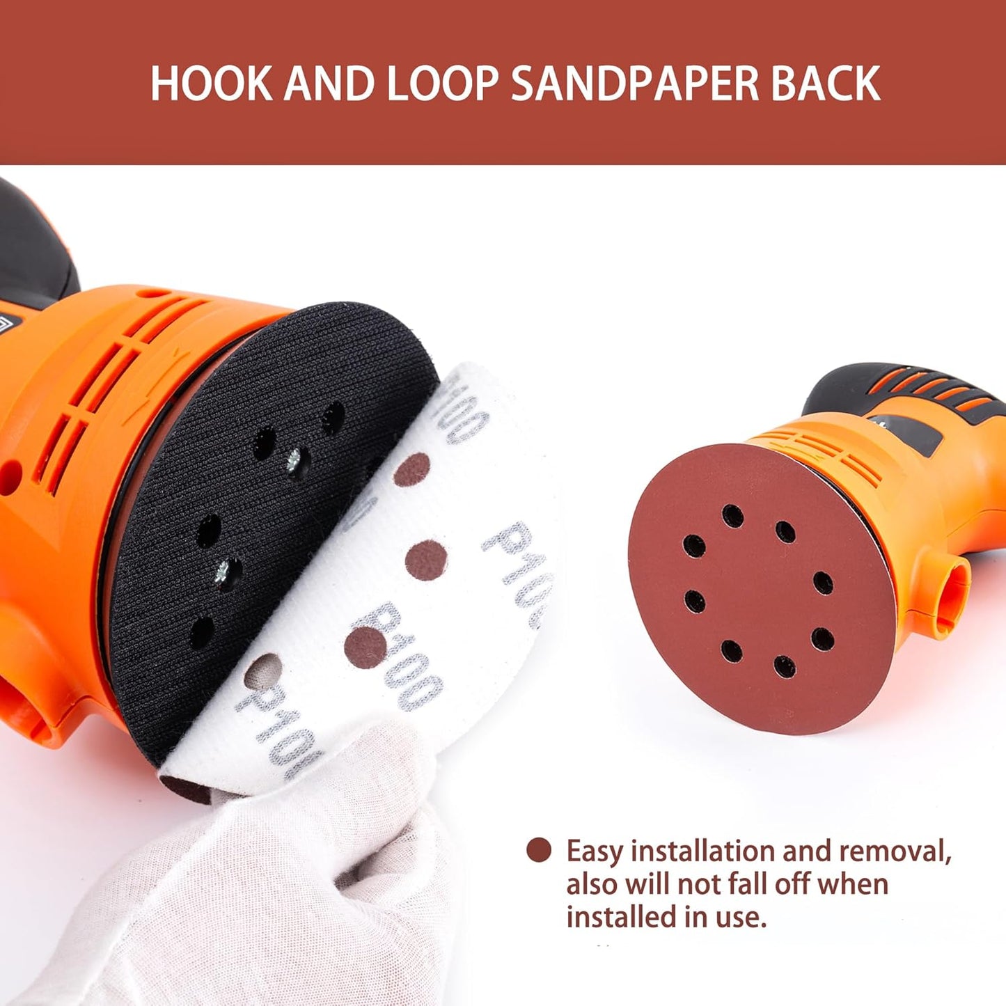 150pcs 100 Grit Sanding Discs, 5-Inch 8-Hole Sandpaper, for Woodworking or Automotive