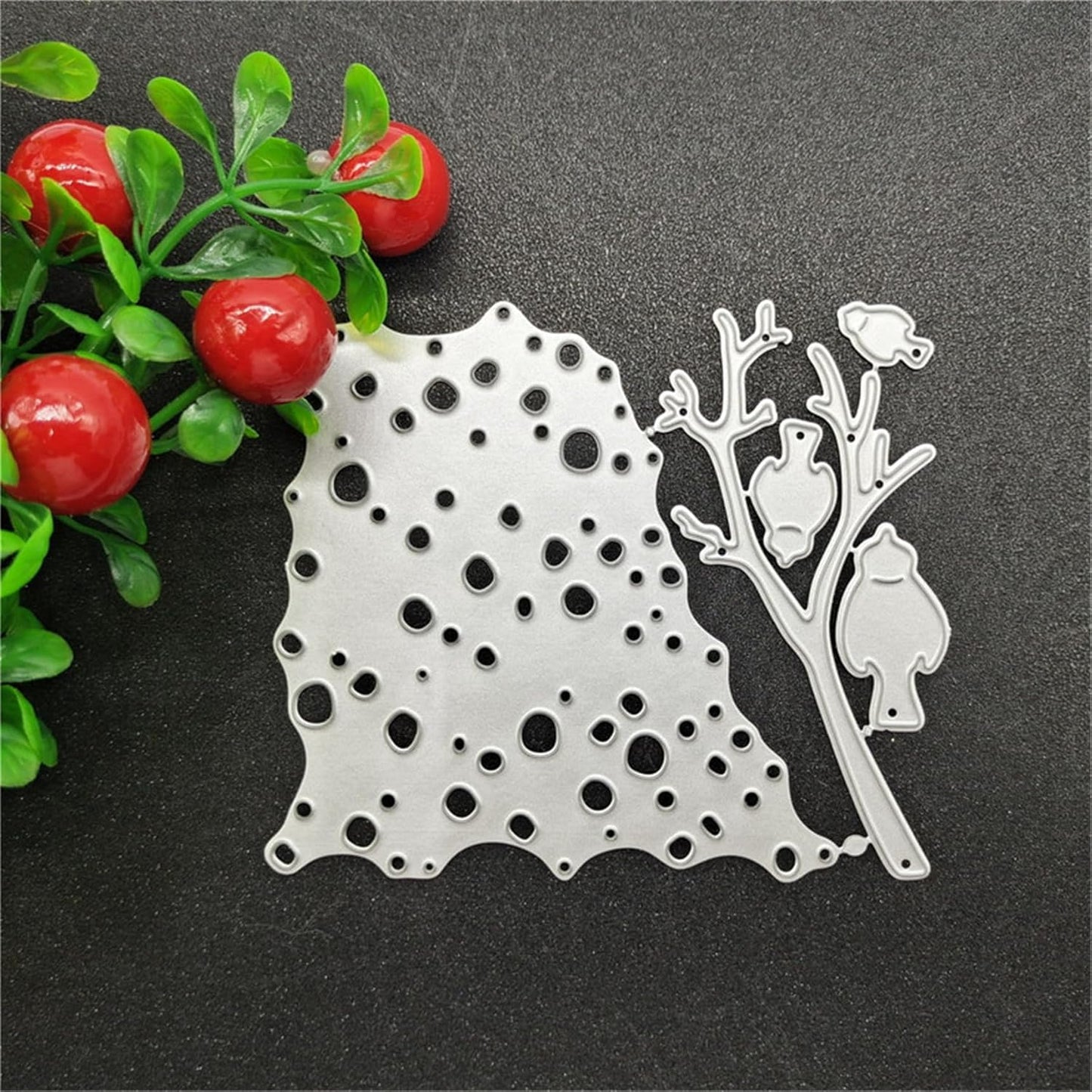 Metal Cutting Dies DIY Merry Christams Embossing Stencil Template Scrapbooking Card Making Mold Photo Album Arts Crafts Tools (Bird Perch-10.8x9cm)