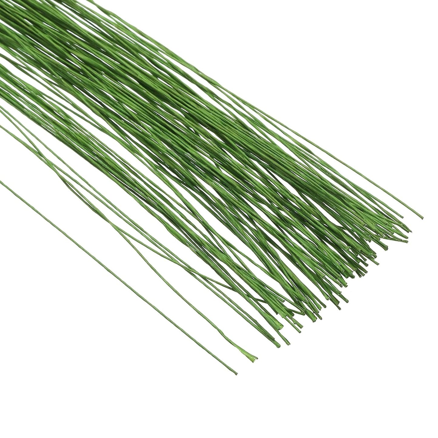 PATIKIL 28 Gauge 16" Floral Stem Wire, 100 Pcs Paper Wrapped Iron Artificial Flower Stem Accessories for DIY Bouquet Stem and Craft Decoration, Light Green