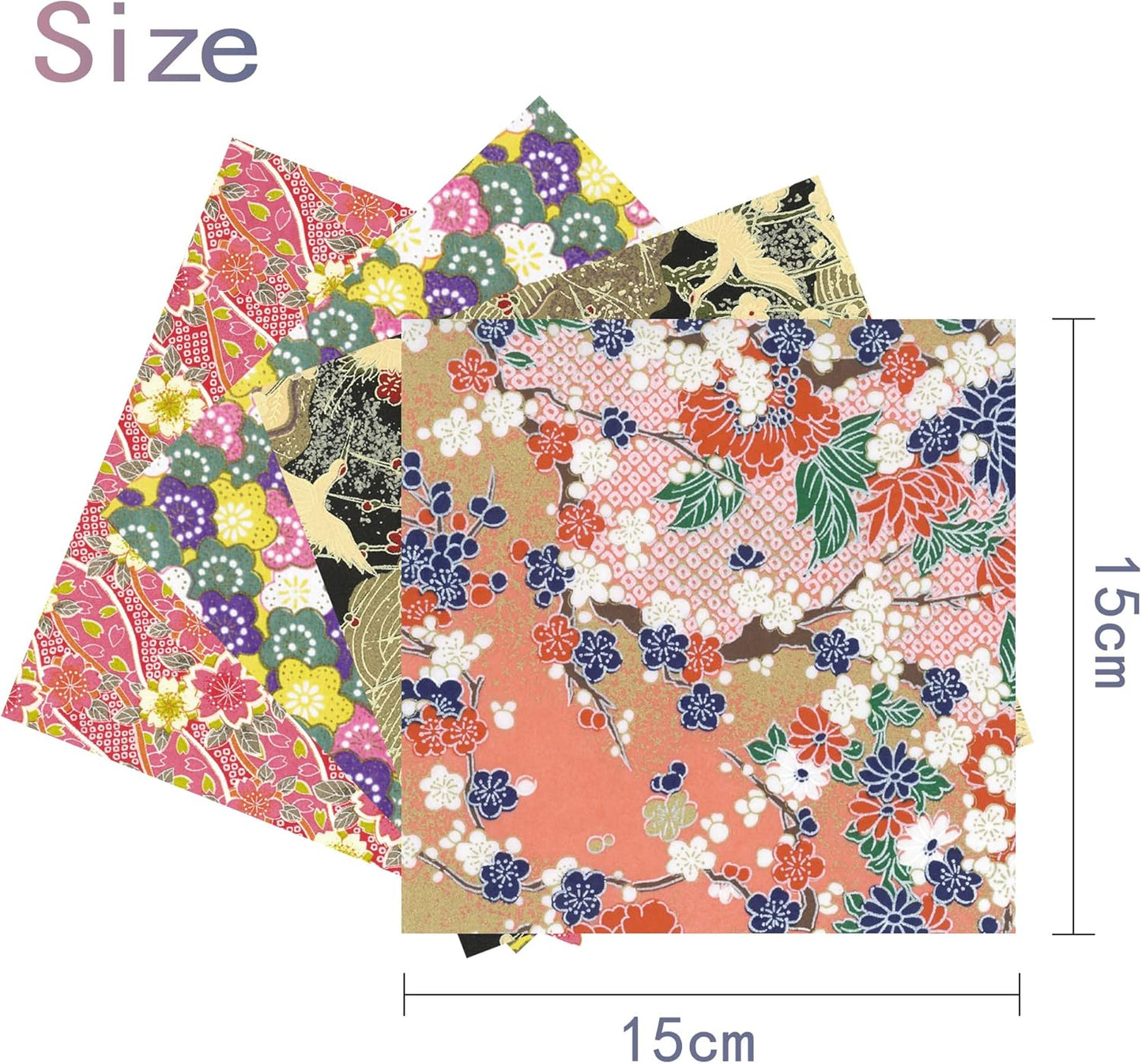 Origami Paper Kit 50 Sheets 6 Inch Square Double Sided Color 10 Vivid Sakura Washi Chiyo Colors for Hand Crafts Origami Paper Arts Creativity.Cherry Blossoms