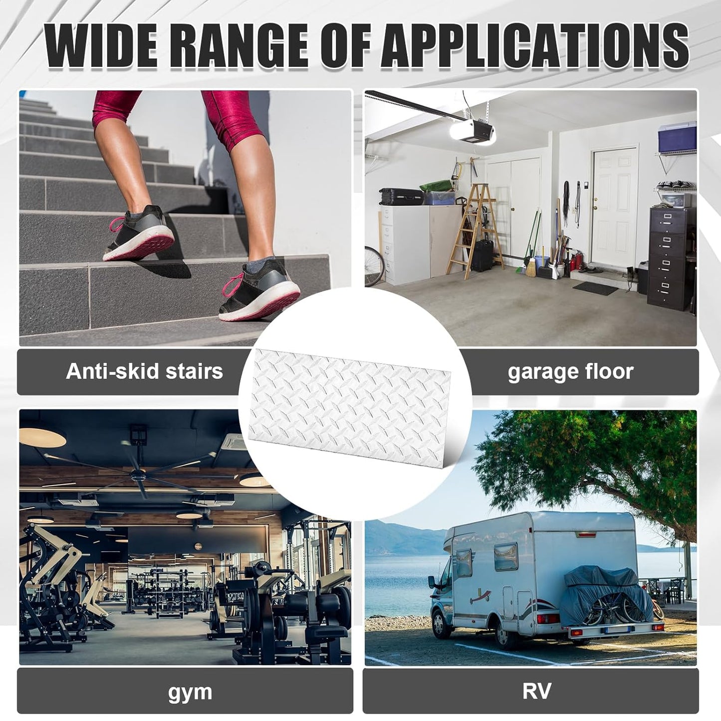 1pcs Diamond Plate Sheet Metal Heavy Duty Tread Aluminum Sheet Diamond Tread Plate for Wall Covering, Cargo Trailer, RV and More (12'' X 24'' X 0.08'',Silver)