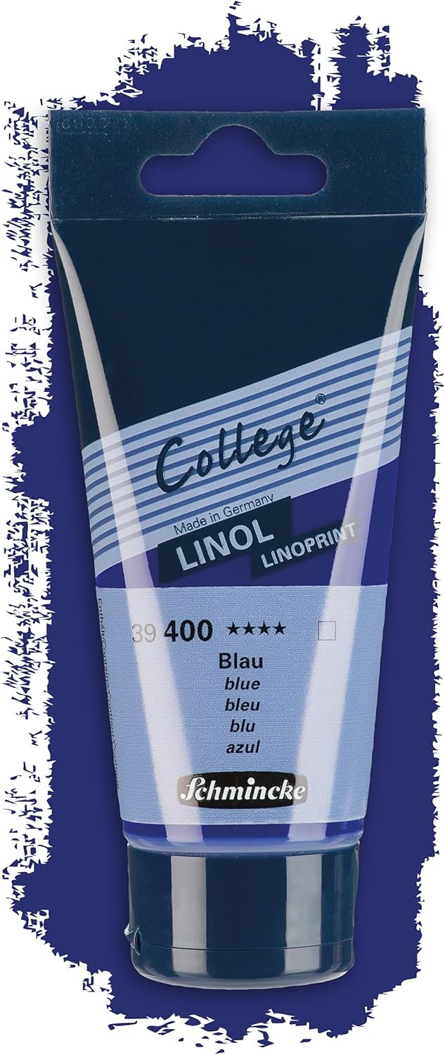 Schmincke - College Linol, Artists' lino Printing Inks, Blue in 75 ml Tube, 39400013, Low-Odour Water-Based lino Printing Ink, lightfast, Even Print