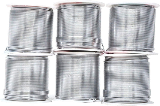 Mandala Crafts 18 Gauge Anodized Aluminum Craft Wire for Jewelry Making - 450 FT Colored Flexible Silver Combo Wire - Bendable for Bonsai Armature Crafting Sculpting