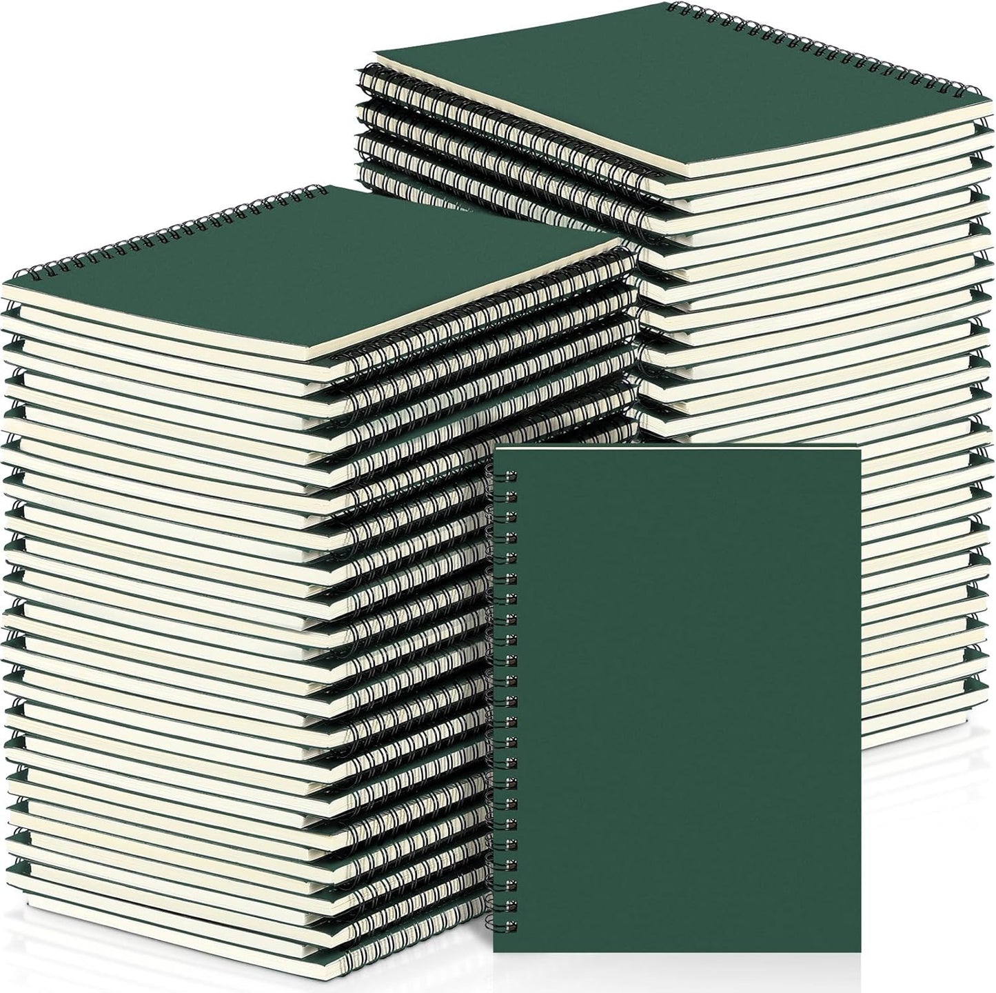 Yahenda 72 Pcs Spiral Notebook Bulk A5 Journal Lined 8.3'' x 5.5'' Writing Composition Paper Small Notepad Subject Notebook for Students Office Business Back to School Supplies (Deep Green)
