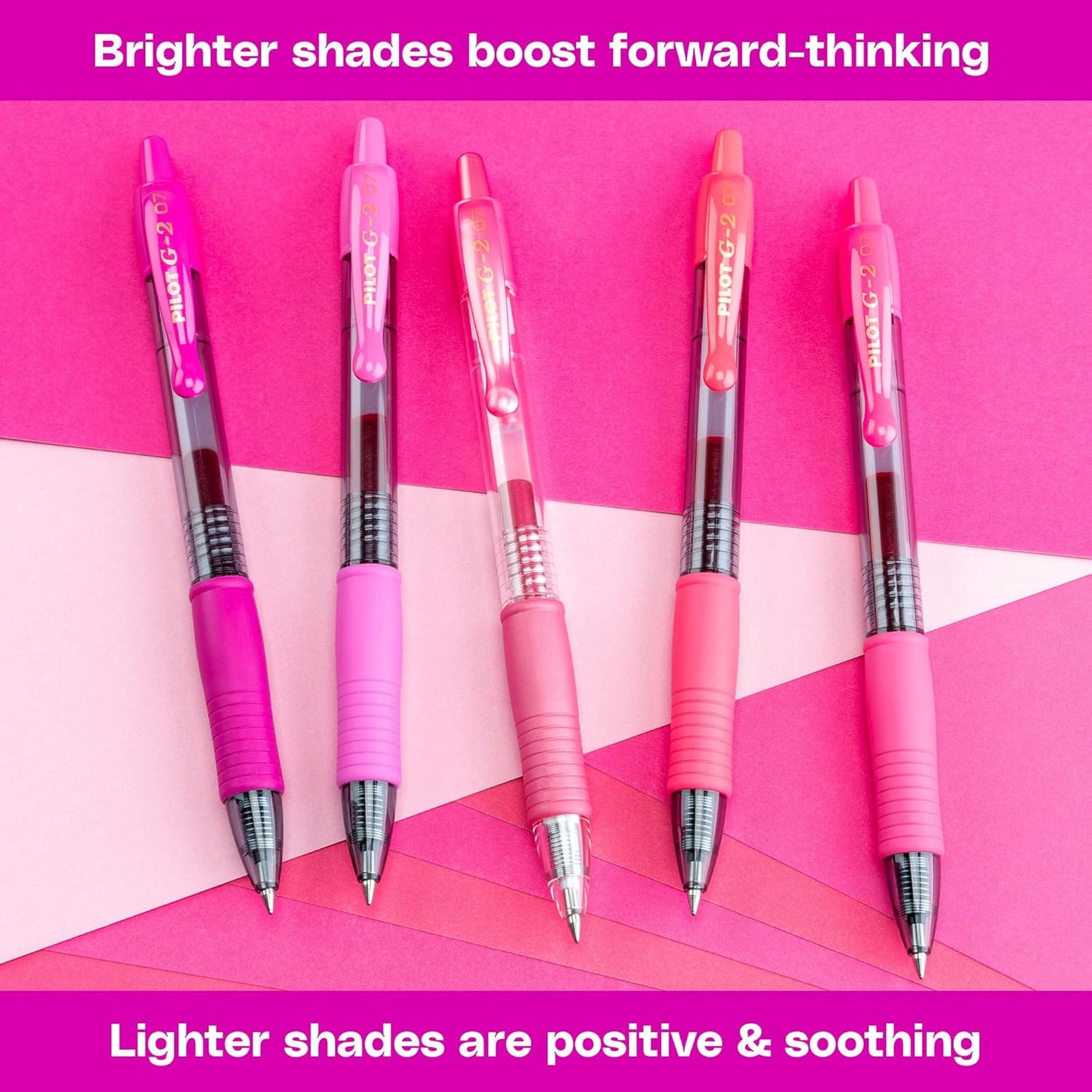 Pilot G2 Premium Gel Roller Pens, Fine Point Gel Pens, Boost Pink Pack, The Colors of Optimism, 8-Pack Pouch, 0.7 mm, Assorted - Ideal for School, Journaling, & Office Writing
