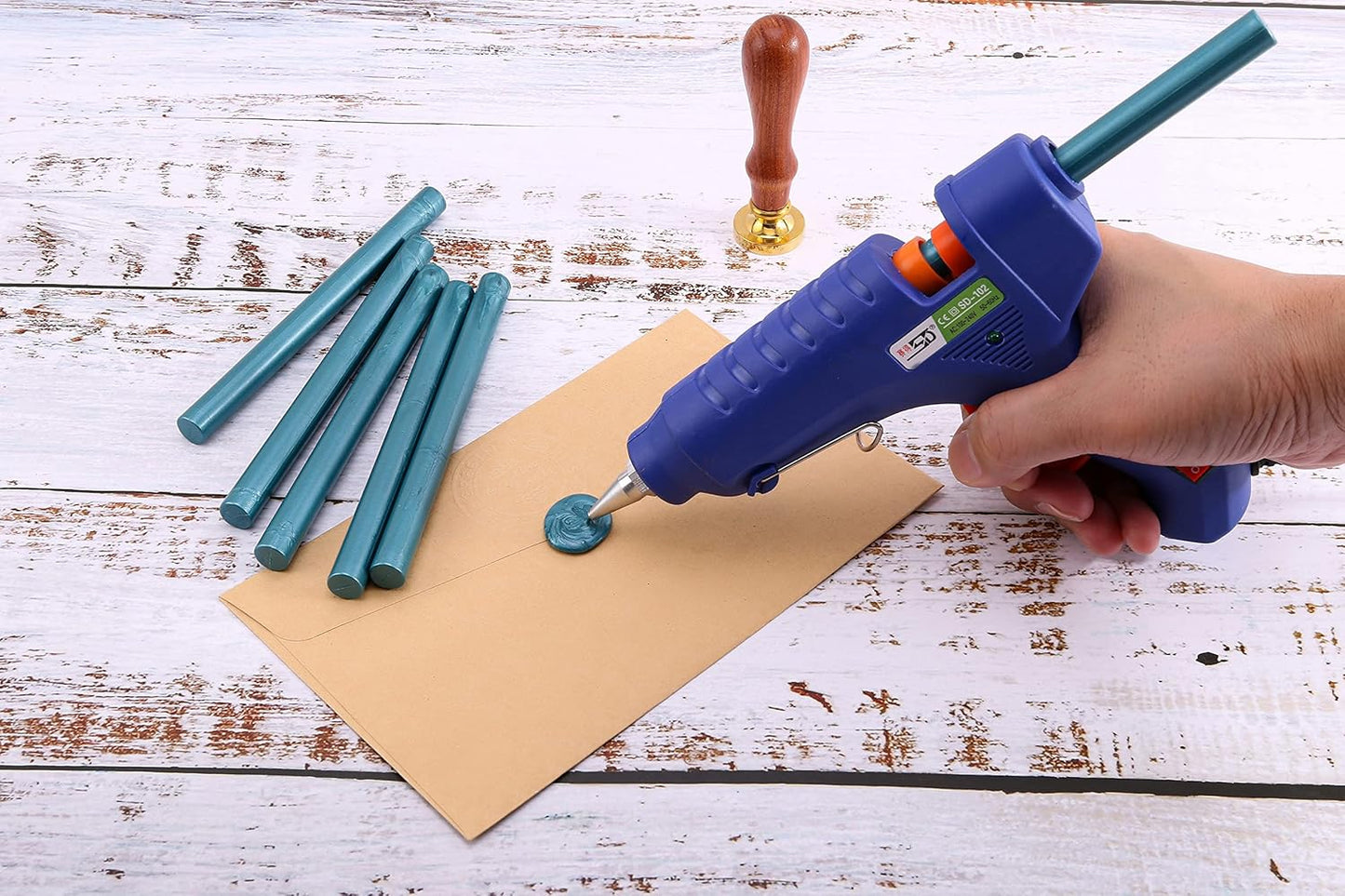 Yoption 15 Pieces Glue Gun Sealing Wax Sticks for Wax Seal Stamp, Great for Wedding Invitations, Envelopes, Cards, Christmas Gift Ideas, Wine Packages (Teal Blue)