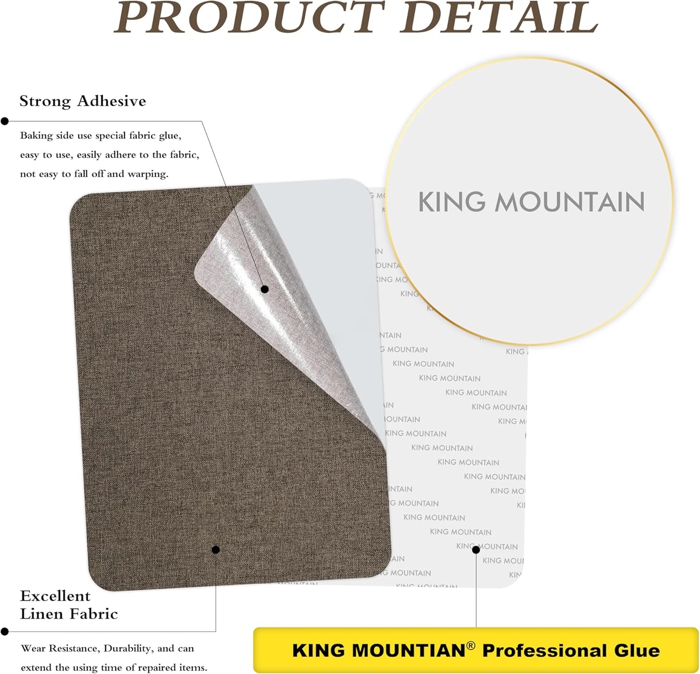 KING MOUNTAIN Fine Linen Repair Patches, Self-Adhesive Linen Fabric Patches, 8X11 inch 2 PCS, Multi Color, Can be Used for Linen Sofa Repair and Linen Clothes Repair(Light Brown,8" x 11"-2PCS)