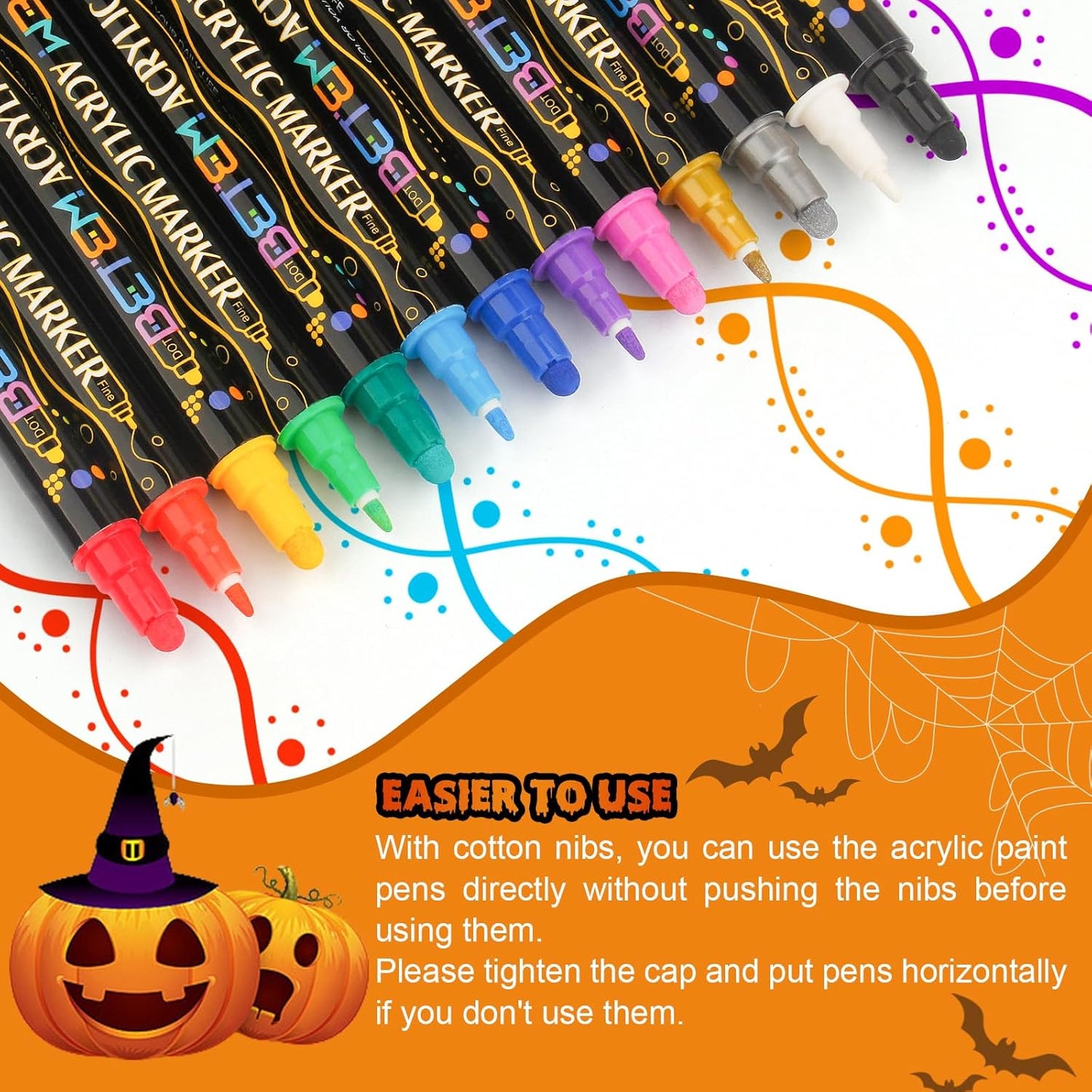 Betem Acrylic Paint Markers Pens, Dual Tip 120 Colors Premium Paint Pens Acrylic Markers for Wood, Fabric, Canvas, Stone, Rock Painting, Glass, Ceramic Surface, DIY Crafts Making Art Supplies with Bag