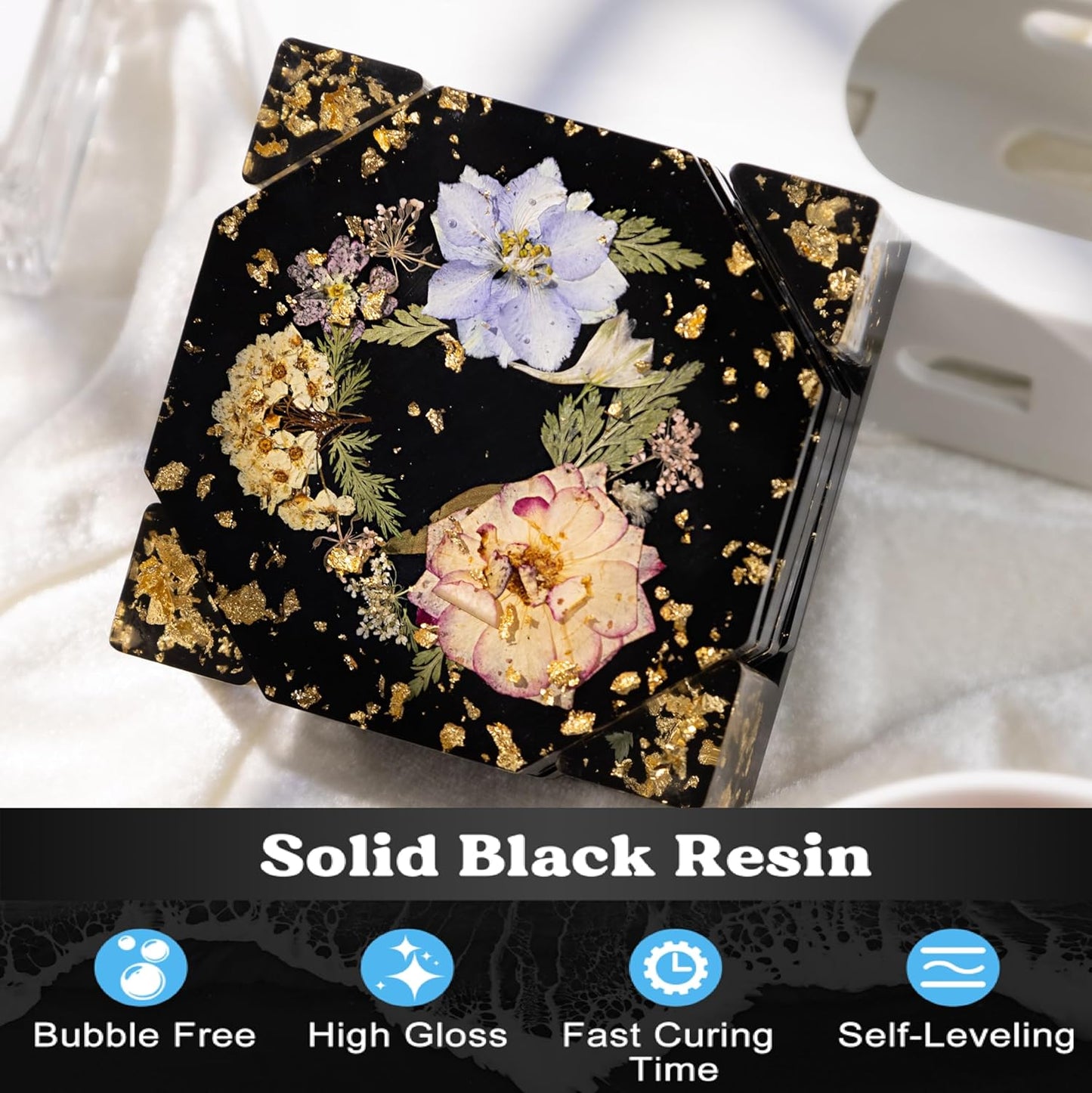 LET'S RESIN EPOXY RESIN Black Resin Epoxy,44OZ Bubble Free & High-Gloss Epoxy Kit,Self Leveling epoxy and Hardener for Art Crafts,Jewelry Making,Resin Molds