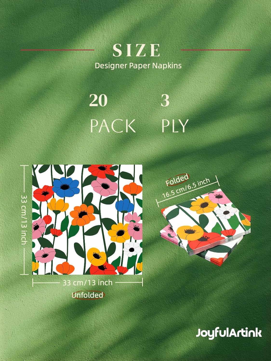 20 Pack Designer Paper Napkins, 3-Ply 6.5x6.5-inches Disposable Decorative White Floral Luncheon Cocktail Napkin for Wedding Event/Birthday/Anniversary Party/Baby Shower