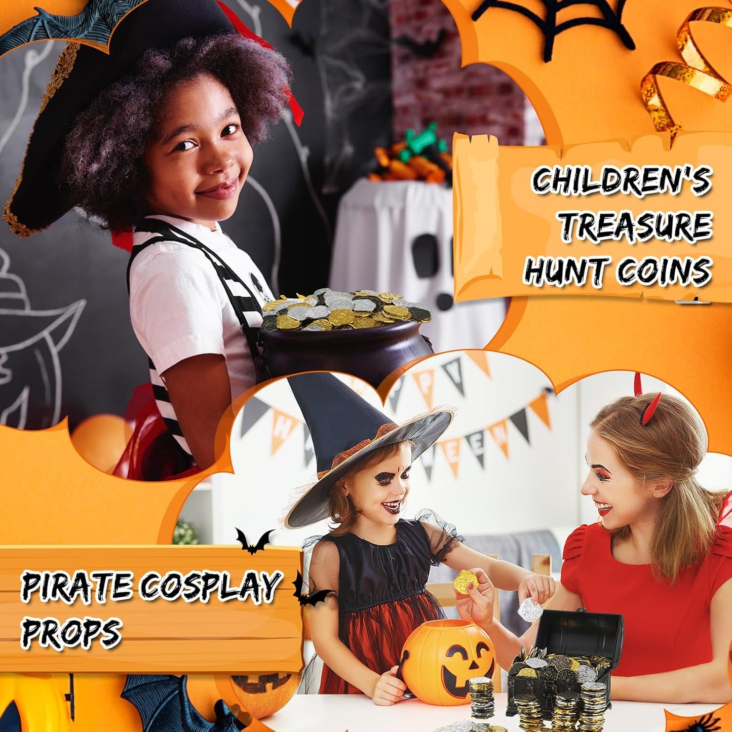 Hanaive 100 Pcs Pirate Coins Plastic Kids Fake Play Coins Replica Spanish Doubloons for Pirate Party Treasure Chest Board Games Tokens Toys Cosplay St. Patrick's(Gold, Silver, Bronze)