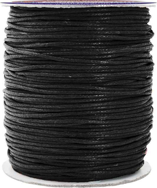 Mandala Crafts 1.5mm 109 Yards Black Cotton Waxed Cord for Jewelry Making Bracelet Cord Waxed String - Beading String Thread Jewelry Cords for Necklaces String