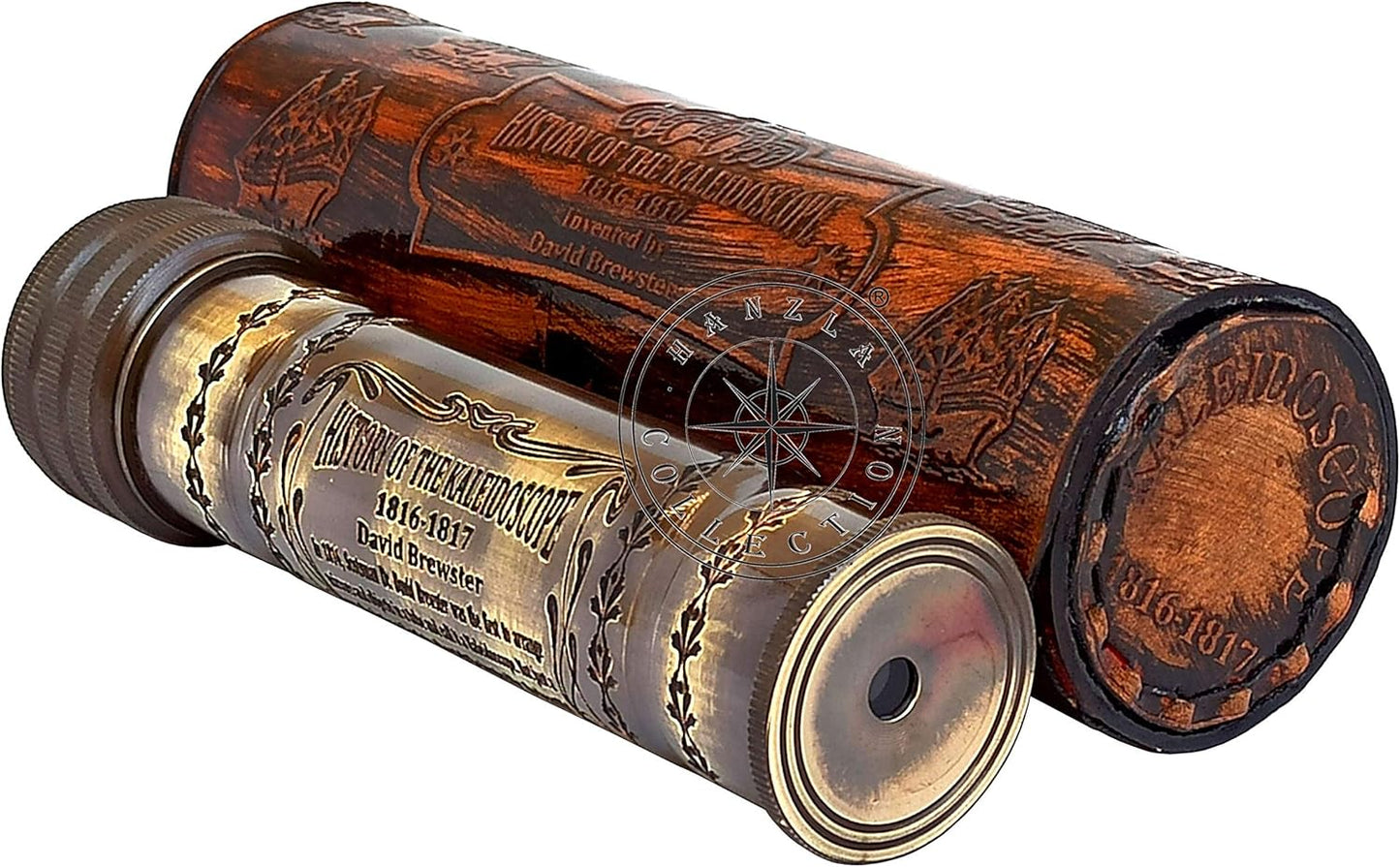 Handmade Brass Kaleidoscope Engraved Nautical Kids Gift with Antique Leather Case Educational Gift Vintage Decor Collection