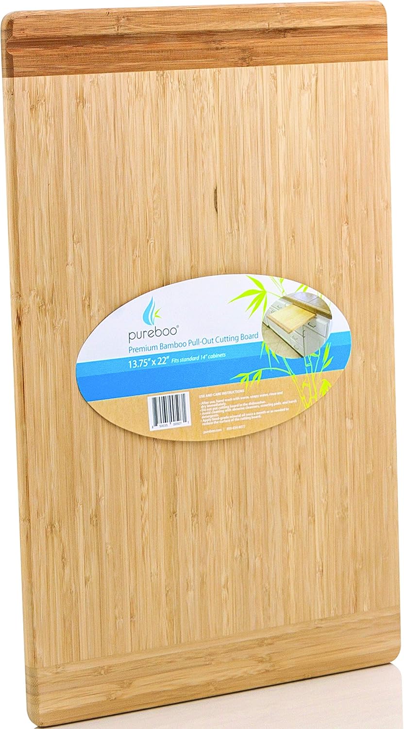 Pureboo Premium Bamboo Pull-out Cutting Board - 8 Different Sizes to Fit Most Standard Slots 13.75"W x 22"D x 3/4"H