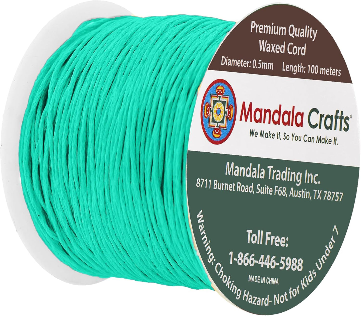 Mandala Crafts 0.5mm 109 Yards Seafoam Green Cotton Waxed Cord for Jewelry Making Bracelet Cord Waxed String - Beading String Thread Jewelry Cords for Necklaces String