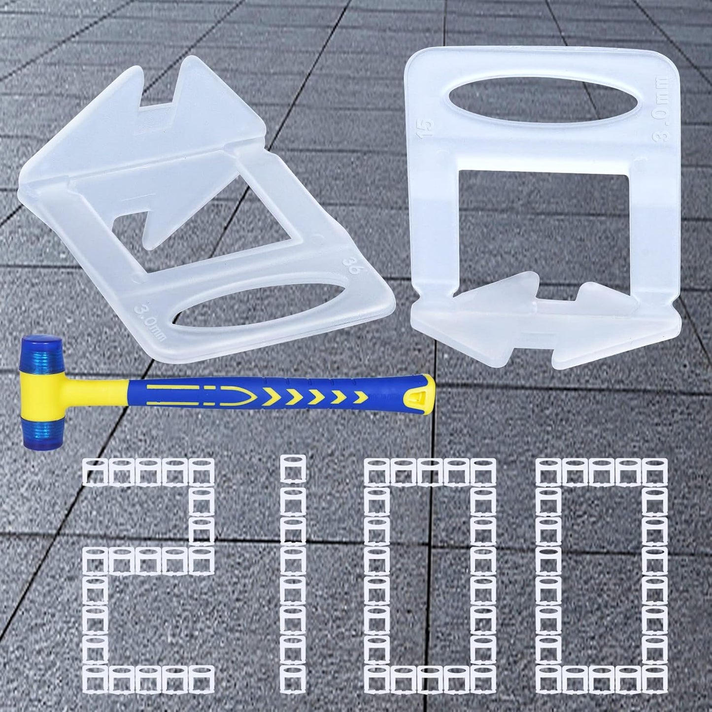 Tile Leveling System Clips Spacers Tile Leveler Clips DIY Tile Leveler Spacers 2100 Pcs 1/8" (3mm) for Professional Ceramic Tile and Stone Installation (2100 1/8")