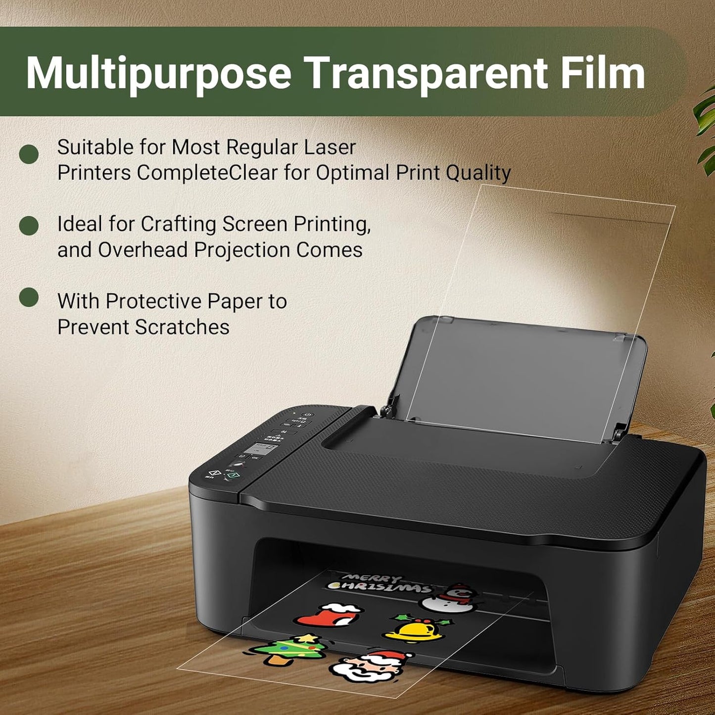 Laser Transparency Film,100 Sheets Overhead Projector Film for Laser Jet Printer,Letter Size 8.5x11"Color Transparent Paper for OHP Copier Photo Transparent Film,Office and School Supplies