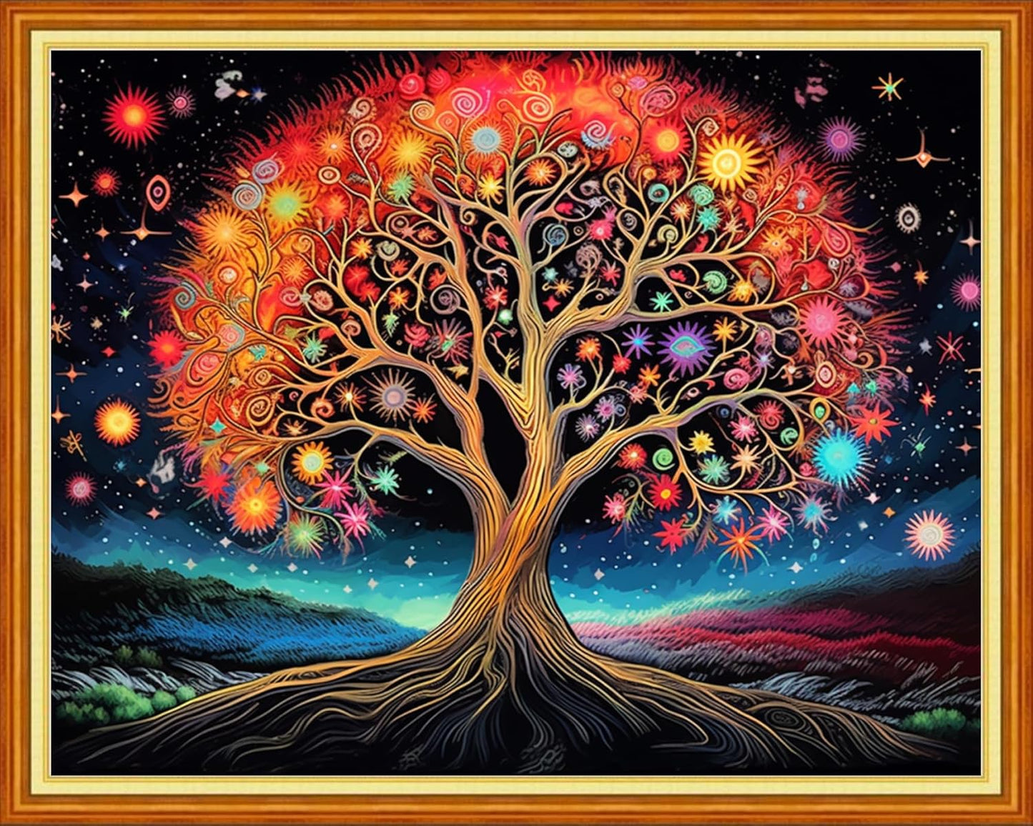 Dooxvey Cross Stitch Kits for Adult Beginners - Night Sky Trees 16x20 inch