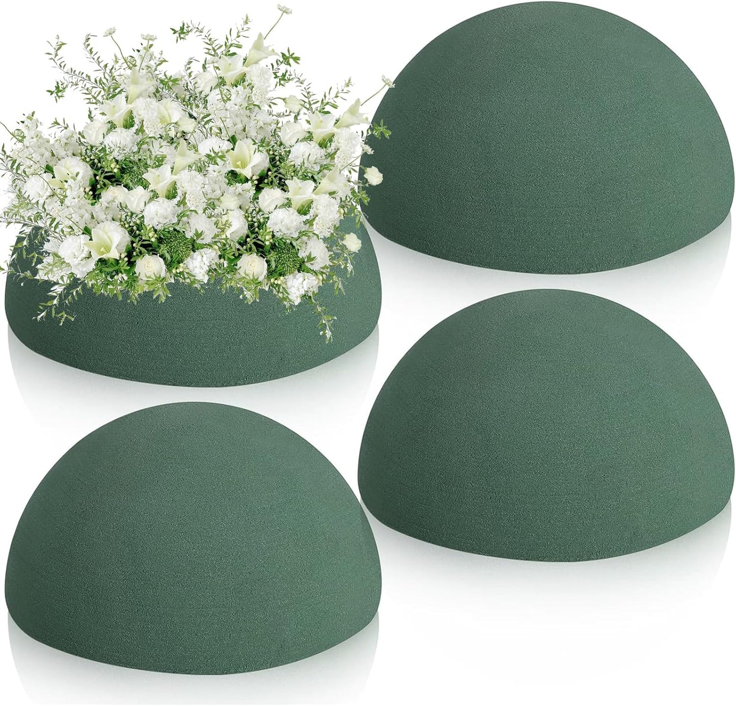 LOKIPA Floral Foam Round, 4 Pack Floral Dry Foam Half Ball Round Flower Foam for Artificial Plant Floral Arrangement and Wedding and Garden Decorations(7.48x3.74inch)