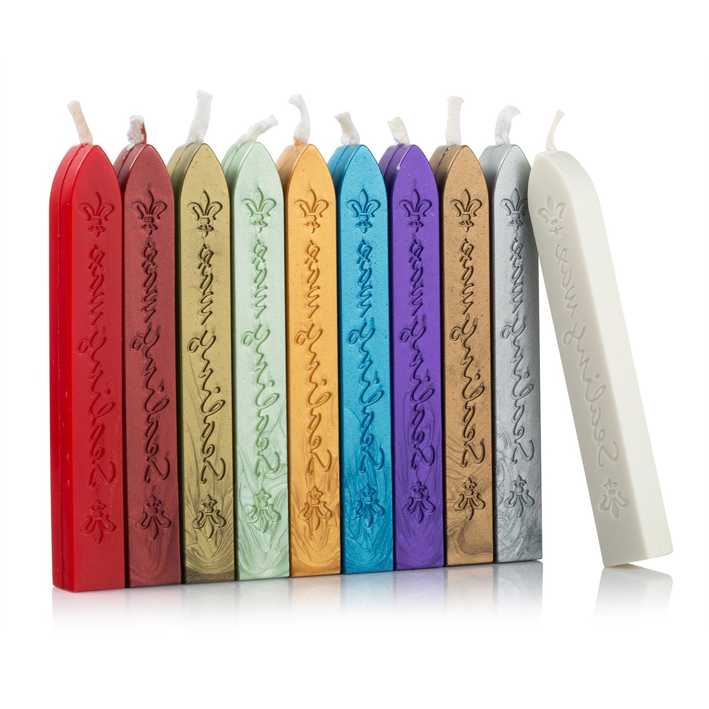 Mceal Sealing Wax Stick with Wick Flower De Luce of France Retro 10 Pieces Pack(Mix Color)