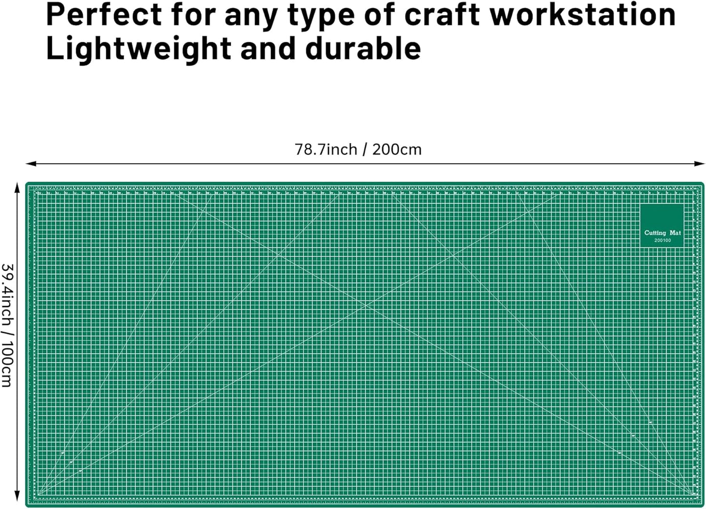 Headley Tools 39.4'' X 78.7'' Thickened Self Healing Cutting Mat, Rotary Cutting Sewing Mat for Crafts, Durable 5-Ply Table Cutting Board for Fabric Quilting Leather Hobby Project, Green
