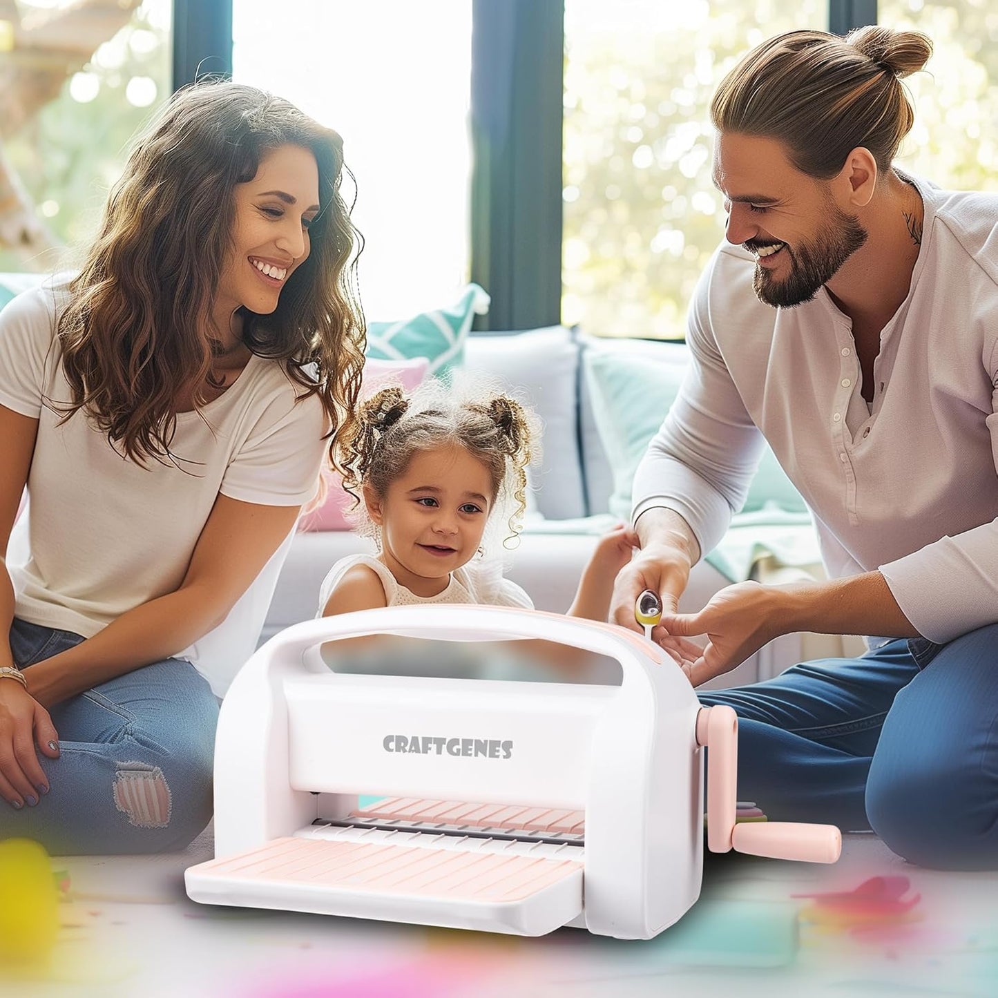 Manual Die Cutting Machine and Embossing Machine, 9'' Opening Size for Cardmaking, Scrapbooking, and DIY Crafts – Foldable Complete Set with A4 Die Cuts, Embossing Folders, and Plates(Pink)