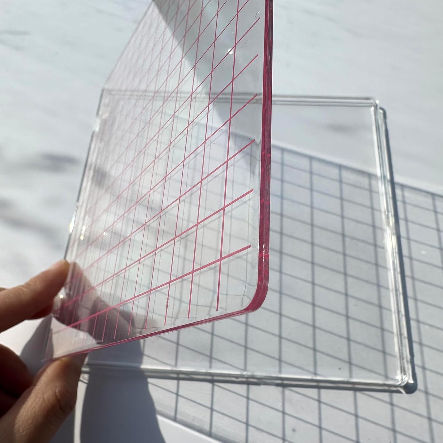 Arbuya Acrylic Stamp Block with Grid 6.3”x6.3 Perfect Positioning Stamping Platform Clear Stamps Scrapbook Craft Stamping Tool for Card Making Scrapbooking Journaling and Other Paper Crafts-AT001