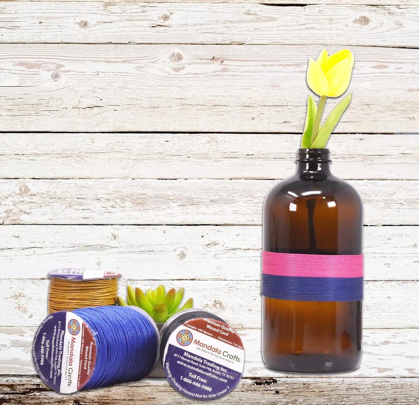 Mandala Crafts 1.5mm 109 Yards Yellow Cotton Waxed Cord for Jewelry Making Bracelet Cord Waxed String - Beading String Thread Jewelry Cords for Necklaces String