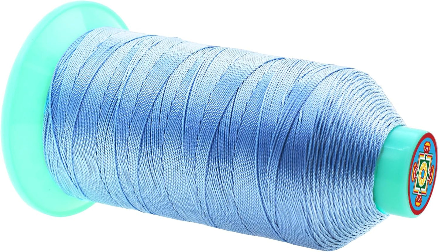 Mandala Crafts Bonded Nylon Thread Light Blue Heavy Duty Sewing Threads - 800 YDs Size 207 630D T210 Tex 210 Thread for Leather Jeans Weaving Outdoor Marine Upholstery Threads