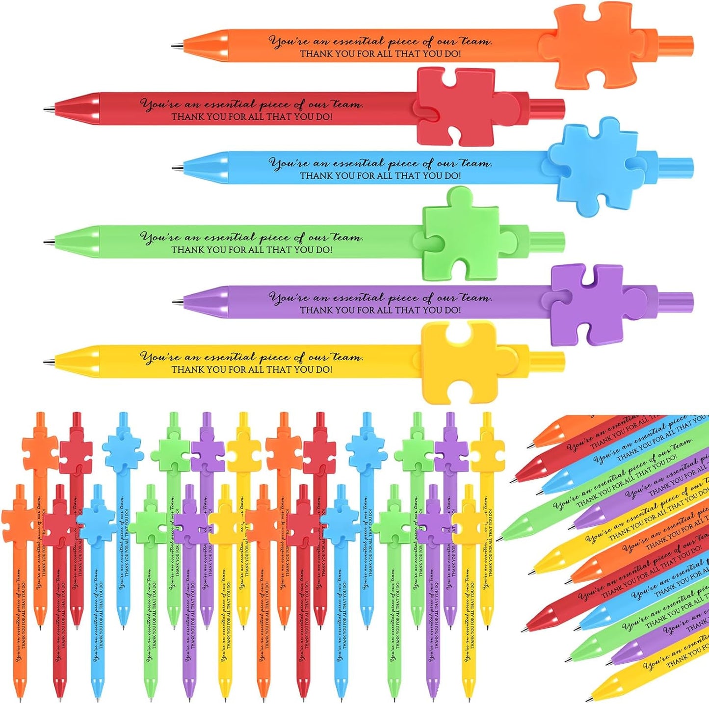 Eaasty 24 Pcs Employee Appreciation Gifts Bulk Inspirational Puzzle Pens Thank You Ballpoint Pens for Coworkers Staff Team Teacher Nurse Pastor Boss's Day Vet Tech Week Pharmacy Technicians Day Gifts