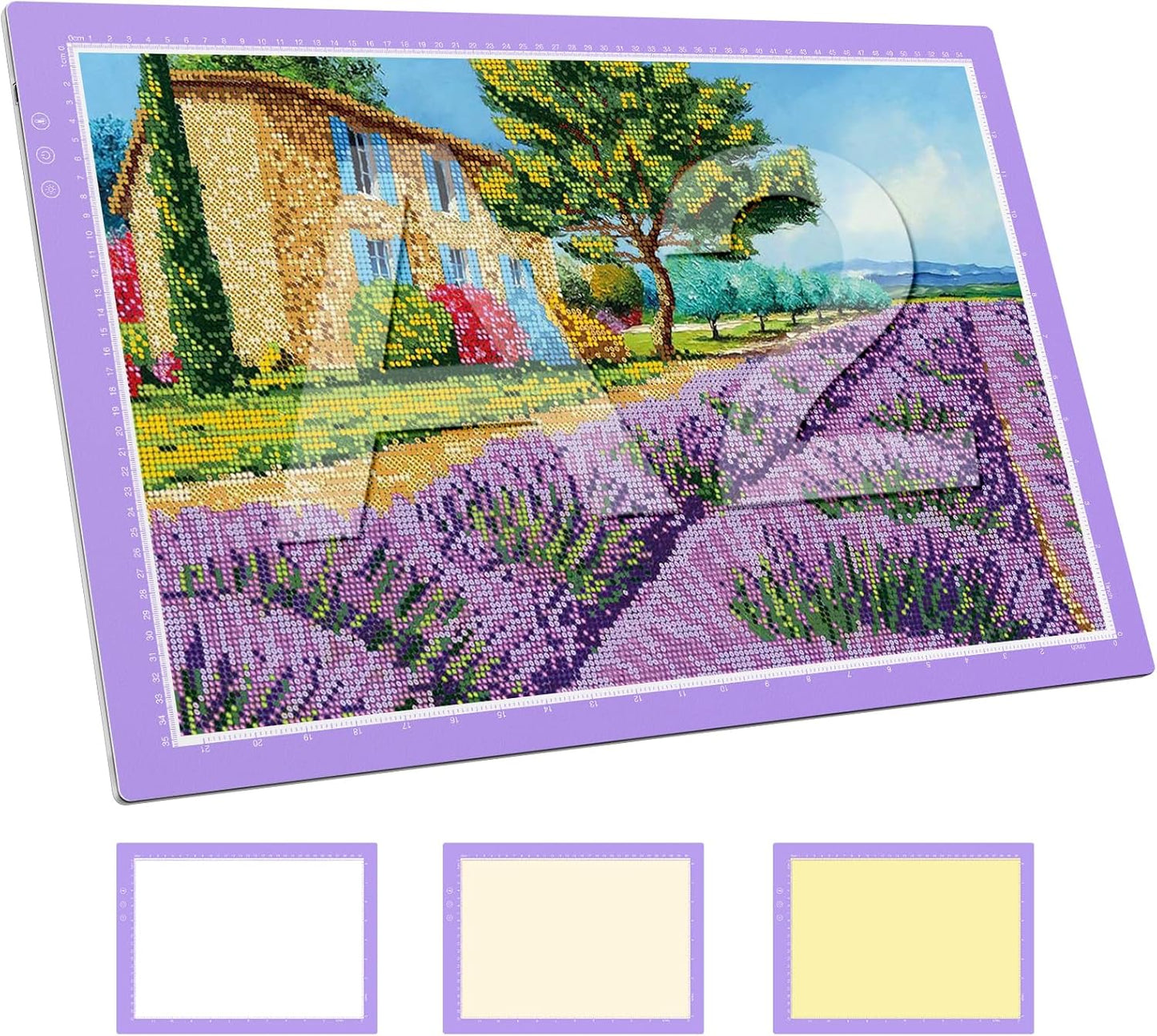 ZEXALIGHT A2 Light Box for Tracing, Light Pad for Diamond Painting with 8 Levels/Stepless Dimming Brightness and 3 Color Modes, Ultra-Thin Copy Board Light Table for Artists Tracing Drawing (Purple)