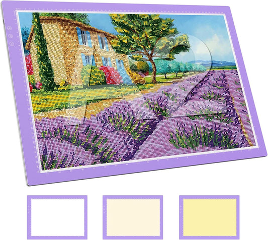 ZEXALIGHT A2 Light Box for Tracing, Light Pad for Diamond Painting with 8 Levels/Stepless Dimming Brightness and 3 Color Modes, Ultra-Thin Copy Board Light Table for Artists Tracing Drawing (Purple)