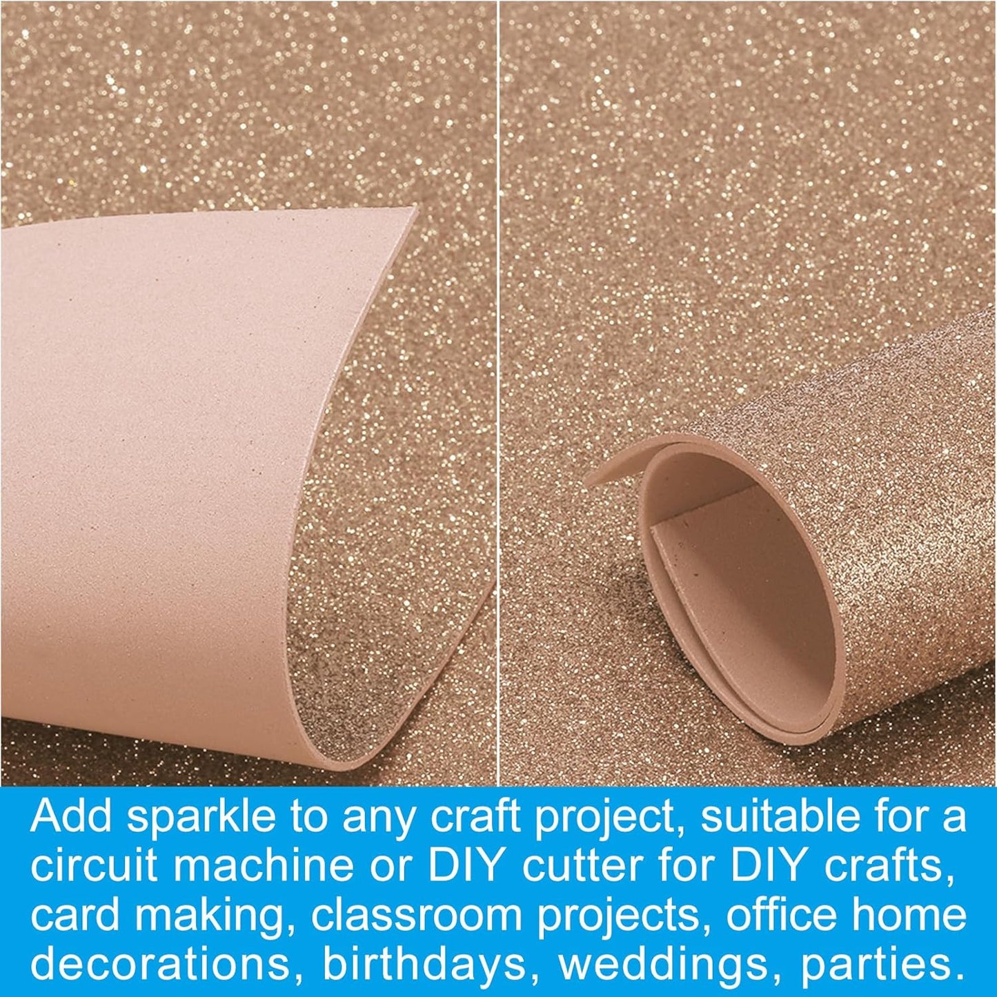 PATIKIL 2mm(1/10") Thick Non Adhesive Glitter Foam Sheet 16x24inch(40x60cm) Brown, EVA Shiny Foam Board for Craft, 6 Pcs