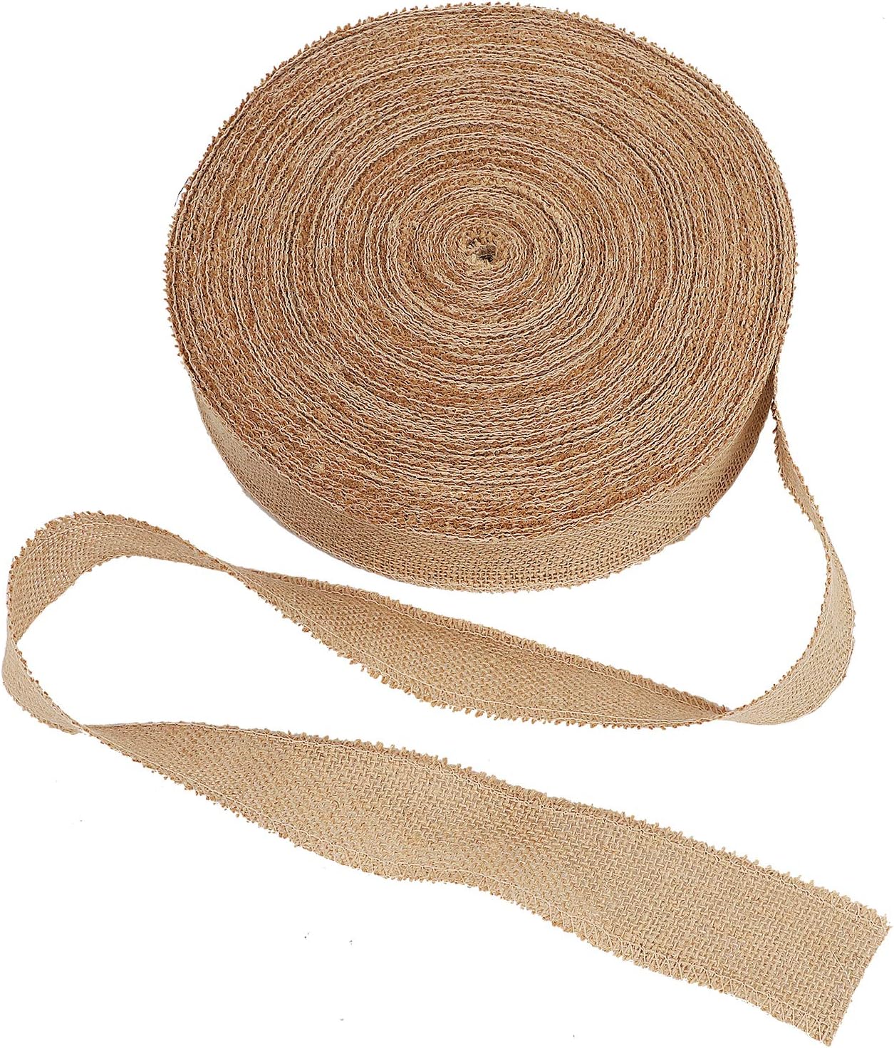 KINJOEK1 in Burlap Ribbon, 27 Yards Natural Jute Fabric Roll Ribbon for Craft, Christmas, Wedding, Gifts, Decoration