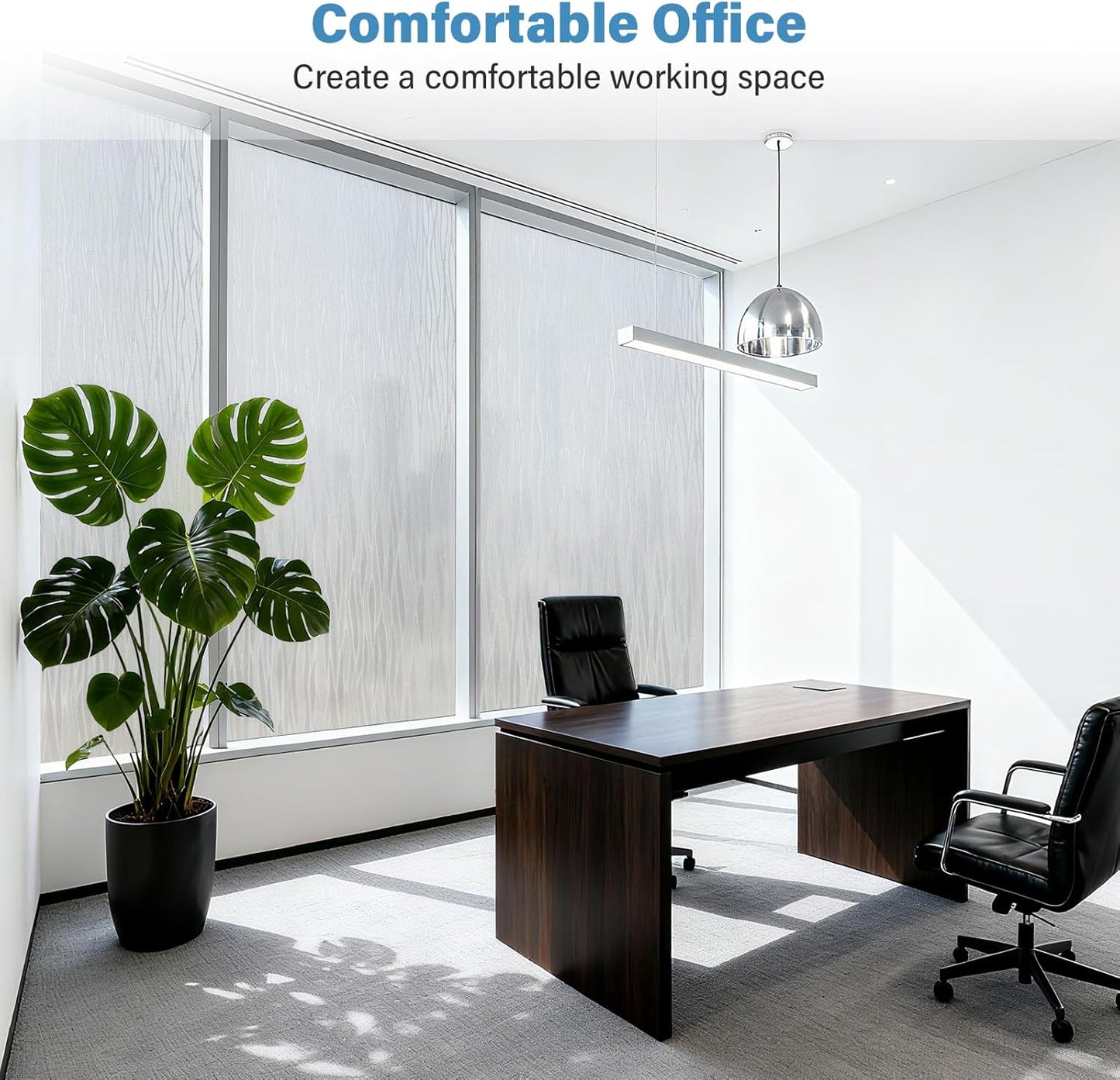 Finnez Frosted Privacy Window Film Static Cling, Non-Adhesive Decorative Cover for Glass Door & Windows, No Glue Removable Clings UV Blocking Waves Design for Home Office 35.4 x 157.4 Inches