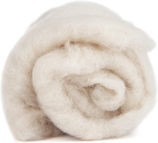 Desert Breeze Distributing Maori Wool Carded Batting, 100% Natural New Zealand Wool Made by DHG in Italy for Needle Felting, 3.5 OZ, 27 Micron, Color Sand