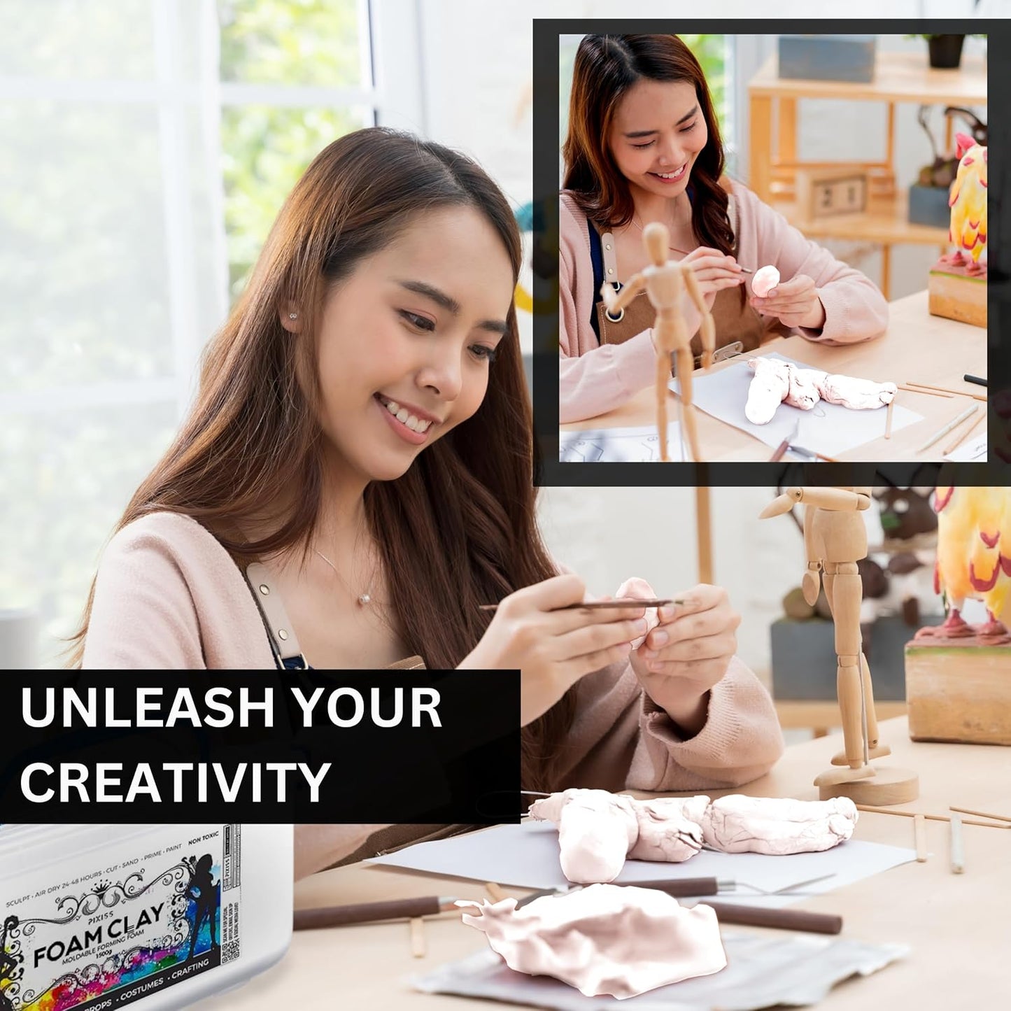 Pixiss Foam Clay (1500g, Black + White)