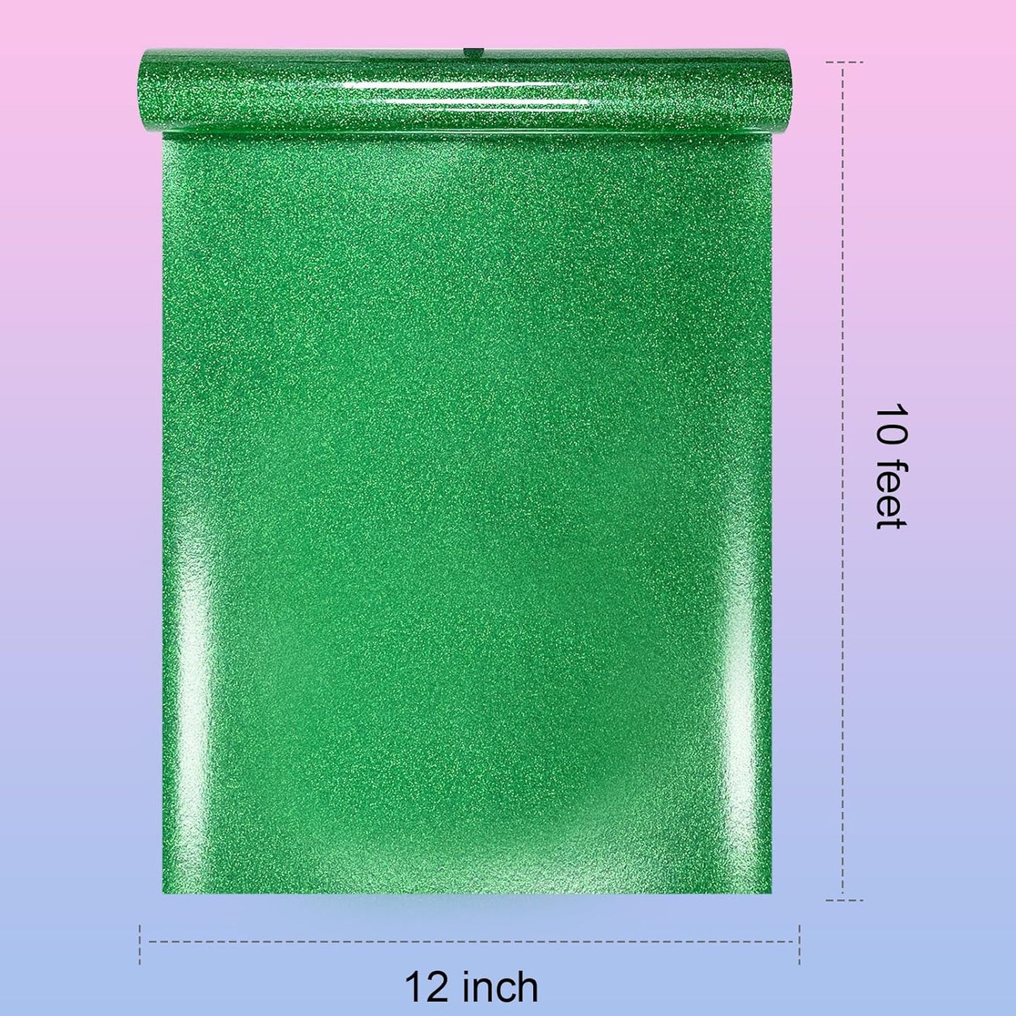 Glitter HTV Heat Transfer Vinyl Rolls- 12" x 10ft. Glitter Iron on Vinyl for DIY T-Shirts, Glitter for All Cutters, Heat Transfer Vinyl (Grass Green)