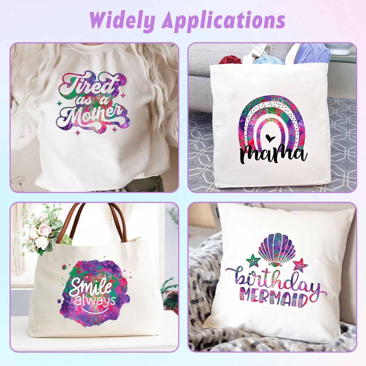 Tintnut Purple Splash Heat Transfer Vinyl - 6 Sheets 10"x12" Patterned HTV for T-Shirts, Hats, Clothes - Compatible with Cricut & Silhouette Cameo