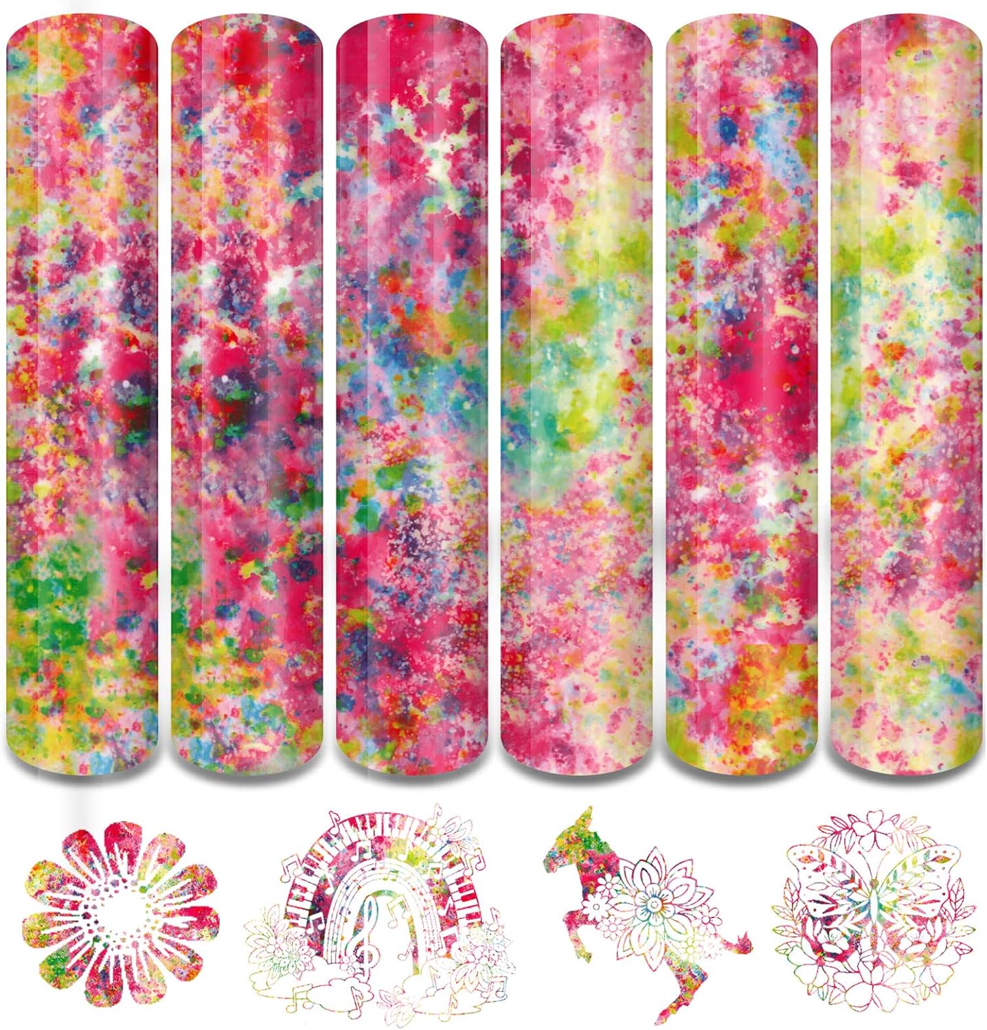 Tintnut Splash Heat Transfer Vinyl - 6 Sheets 10x12 Inch HTV Ink Watercolor Iron On Vinyl for T-Shirts Hats Clothes,for Cricut & Silhouette Cameo