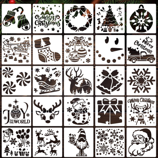 Christmas Stencils for Crafts Reusable 6" Xmas Holiday Stencil Christmas Stencils for Painting on Wood Fabrics Decor