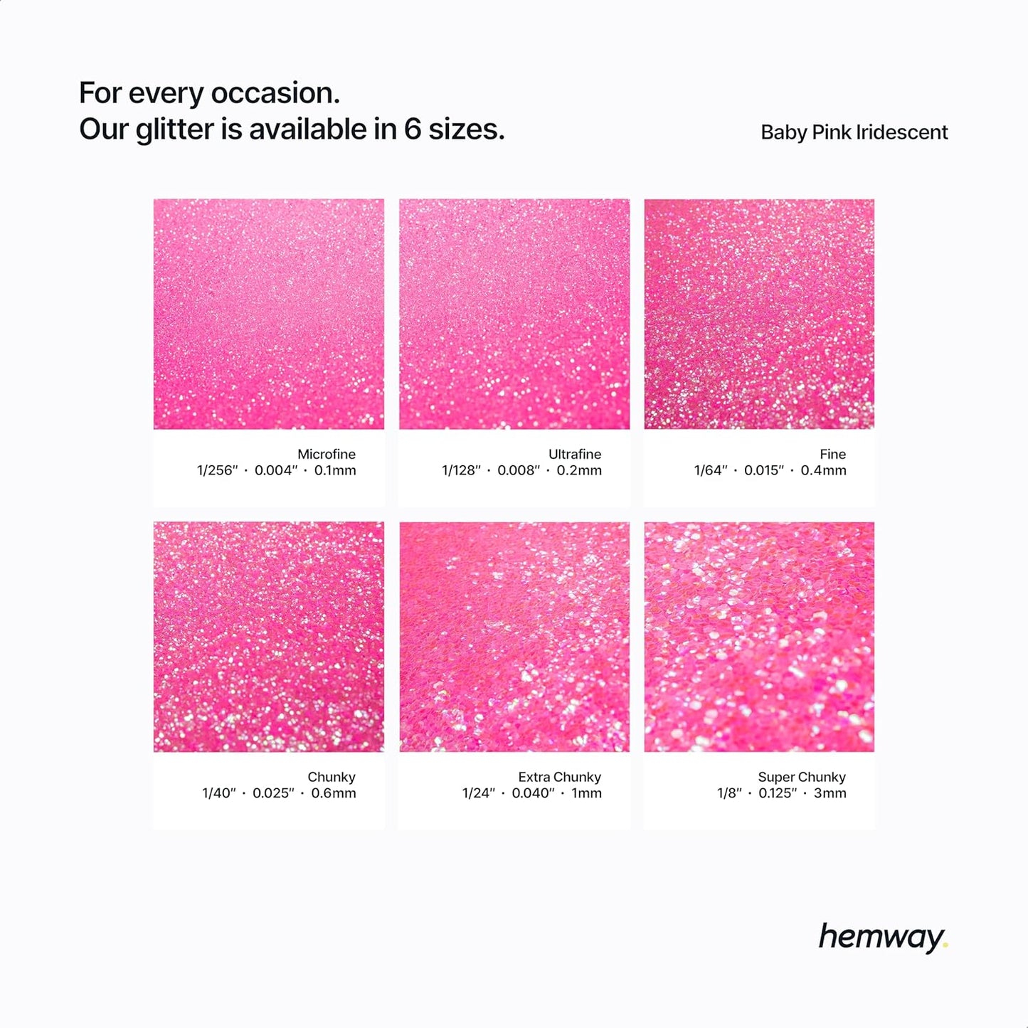 Hemway Glitter for Resin 100g Baby Pink Iridescent Metallic Crystals for Epoxy Craft Super Chunky Flakes Tumblers Wax Melt