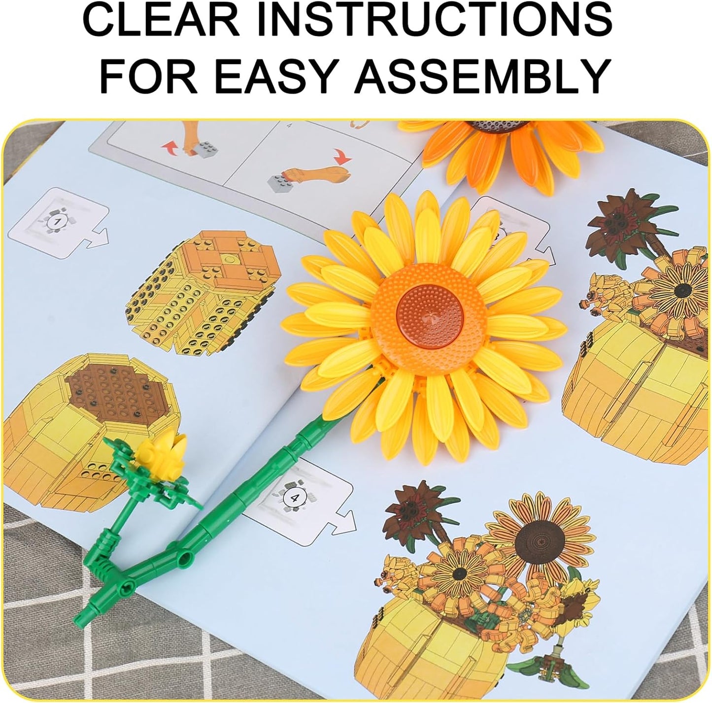 Sunflower Building Blocks Set for Adults, Van Gogh Art Botanical Collection, Sunflower Pot Kits Compatible with Lego Flowers, Gifts for Mother's Day Christmas Birthday (1009PCS)