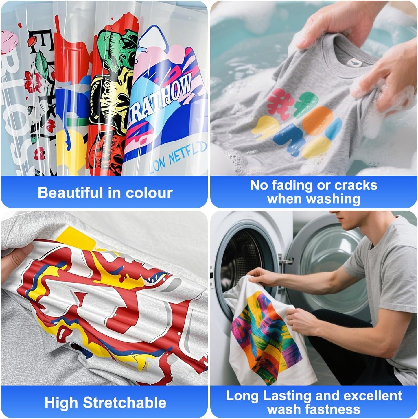 ZEHRAI 100 Sheets DTF Transfer Film 8.5" x 11" Double Sided Matte, Clear Cold Peel, Direct to Film Heat Transfer Film for All Fabric and Colors T-Shirts Textile