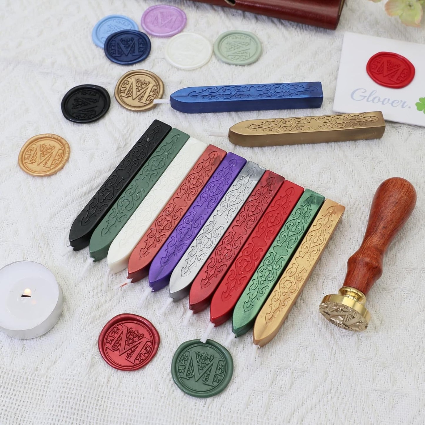 20Pcs Wax Sealing Sticks with Wicks, Assorted Colors Wax Seal Sticks Great for Letter Sealwax Stamp, Mixed Color Waxsealsticks, Wedding Invitations, Decoration (20)