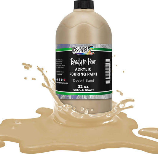 POURING MASTERS Desert Sand Acrylic Ready to Pour Pouring Paint - Premium 32-Ounce Pre-Mixed Water-Based - for Canvas, Wood, Paper, Crafts, Tile, Rocks and More