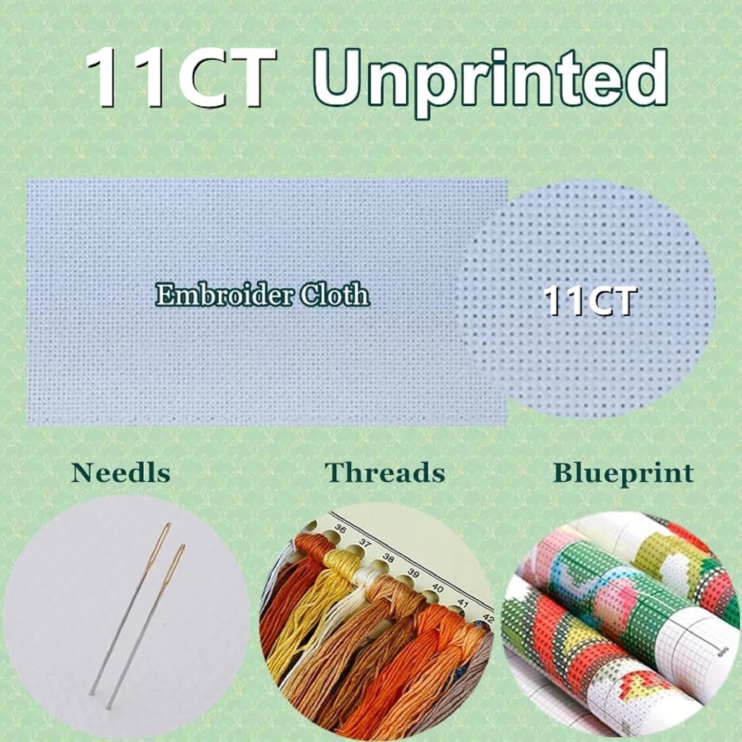 DMCXART Counted Cross Stitch Kits for Adults Needlepoint Kits Unprinted Cross Stitching Embroidery Kit 11CT Cross Stitch Supplies-Beautiful Flower vase 18x18 inch